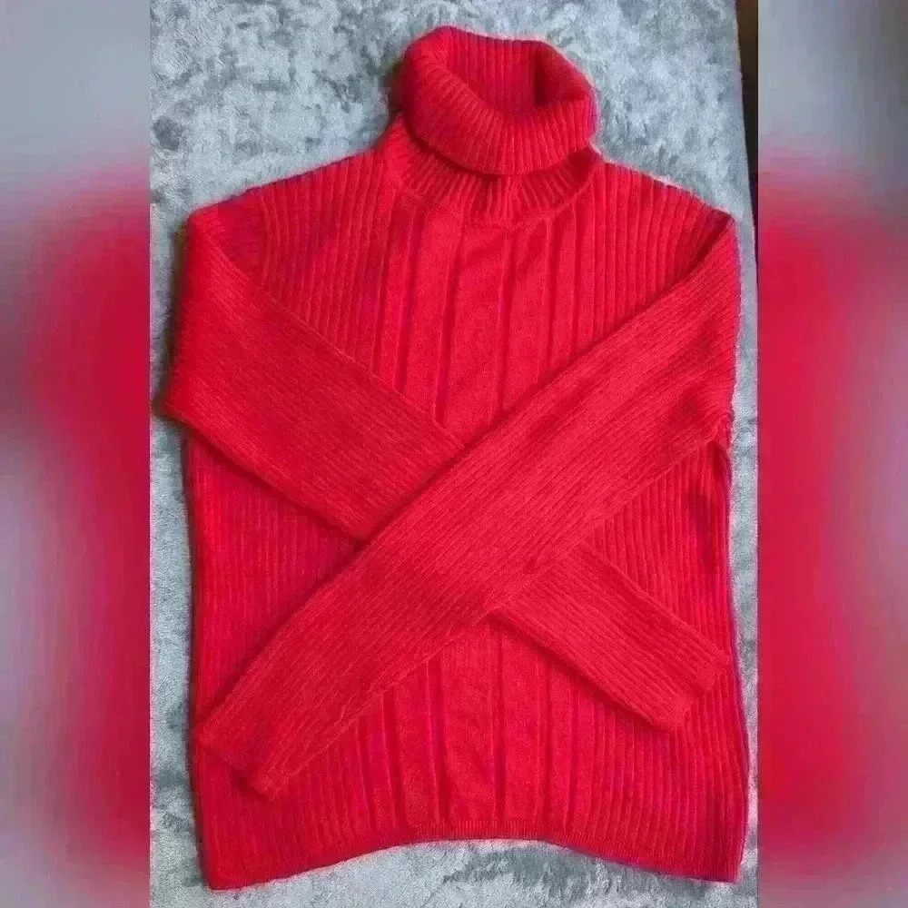 Liz Claiborne Studio Sweater Womens Size Medium Turtleneck Cotton Knit Sweater